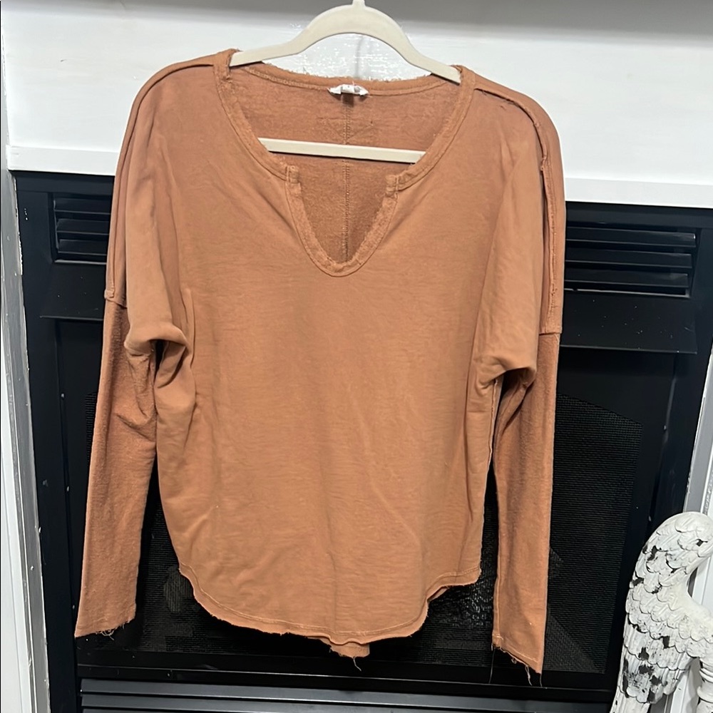 LA MIEL Orange Pink Long Sleeve Relaxed Tee